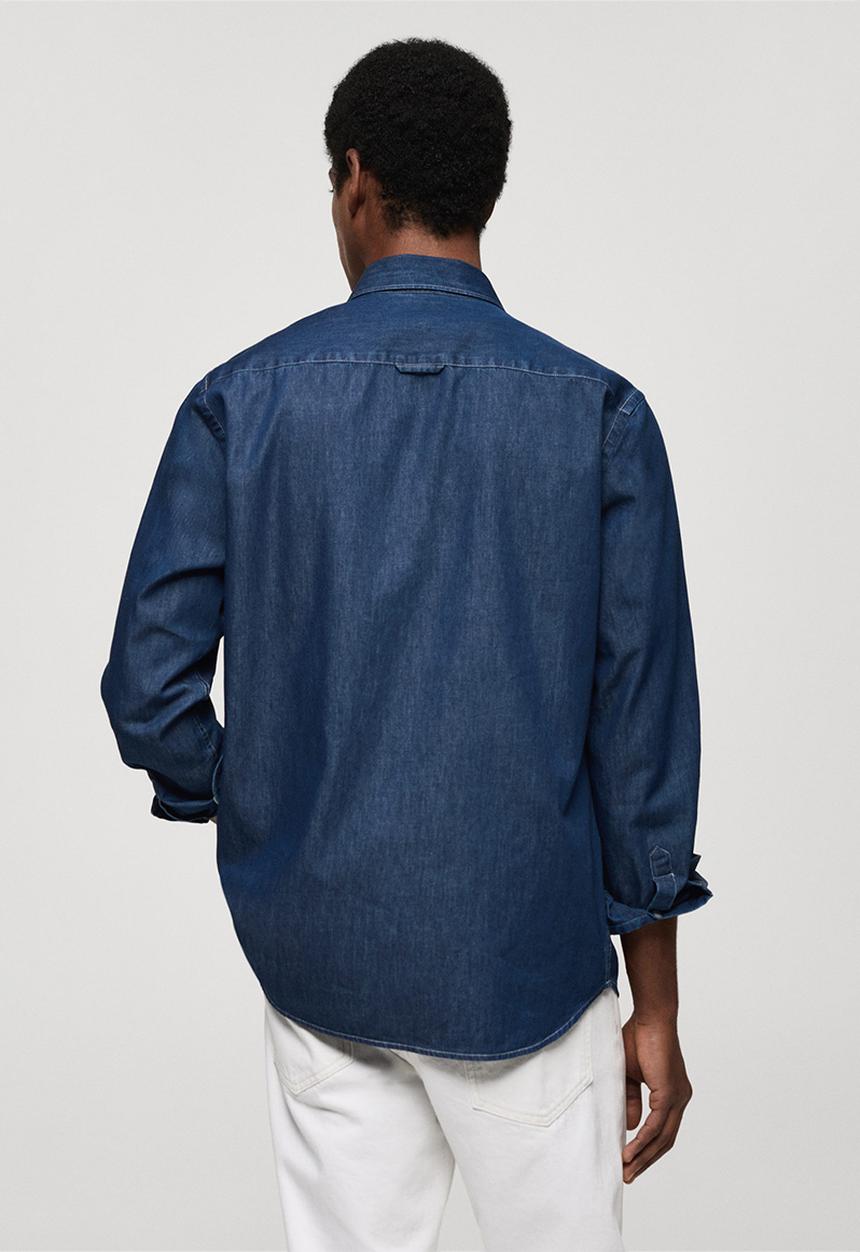 MANGO - Shirt chambrec - open blue