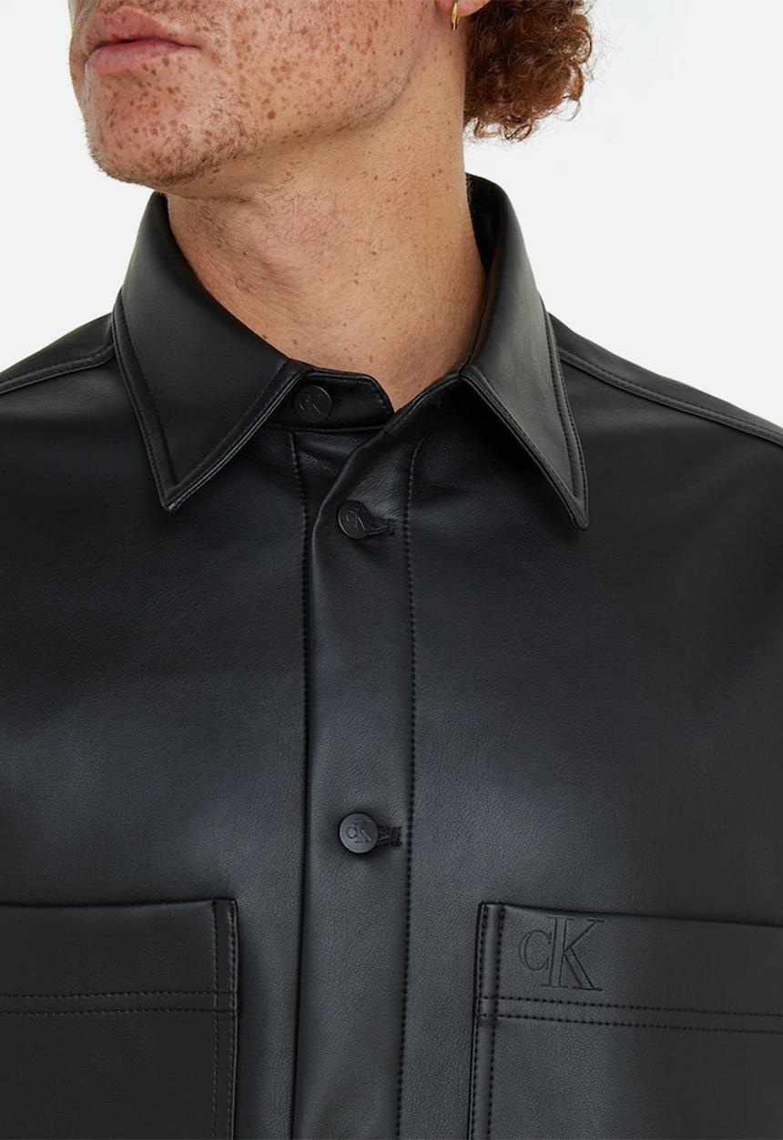 Calvin Klein - Faux leather shacket ck black