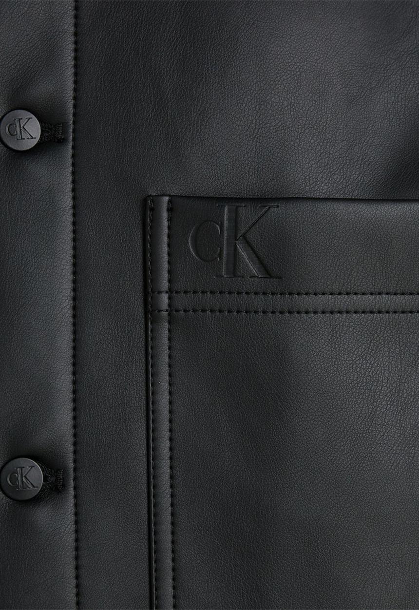 Calvin Klein - Faux leather shacket ck black