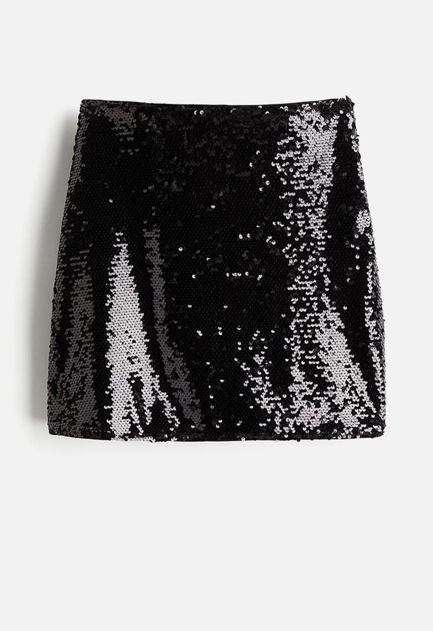 H&M - Sequined mini skirt - black