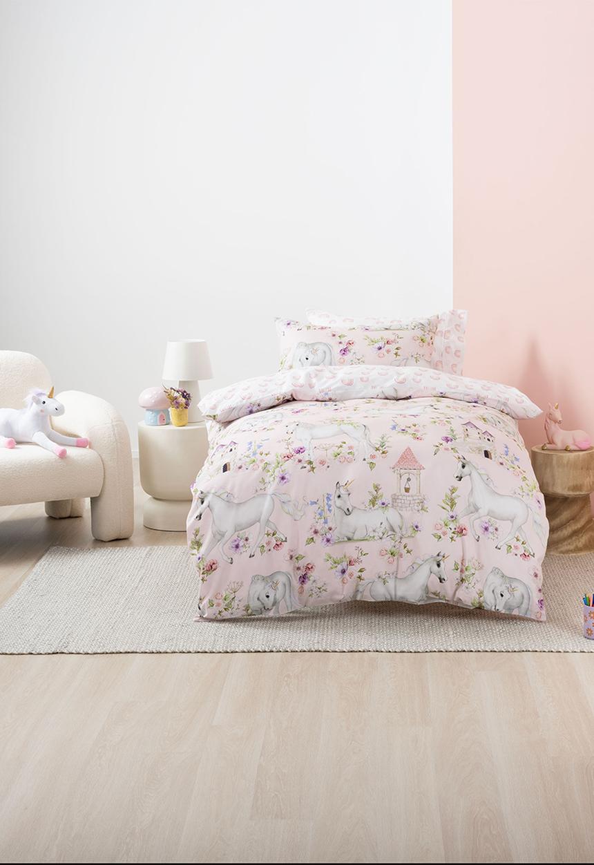 Linen House - Unicorn Blossom Duvet Cover Set - Pink