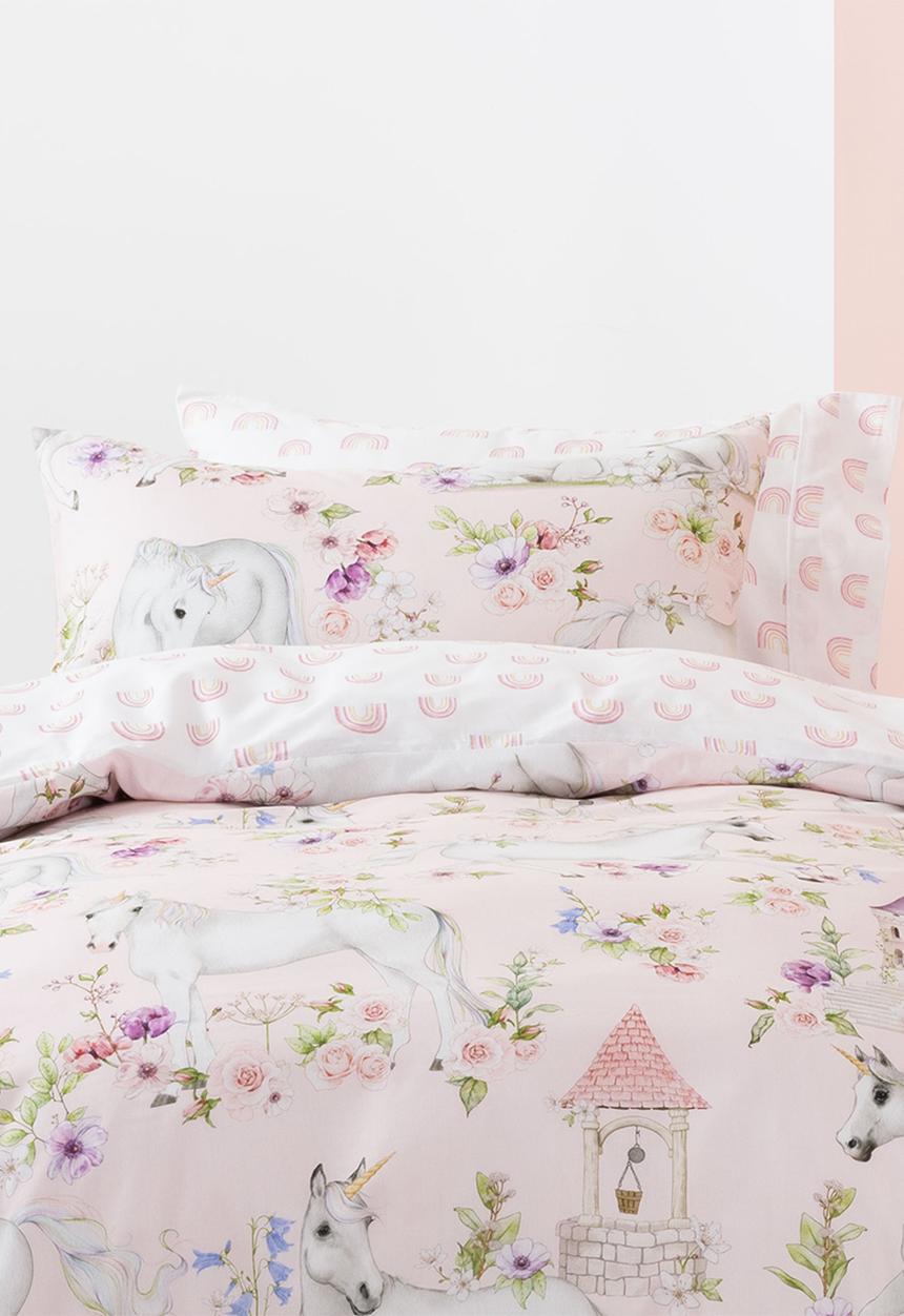 Linen House - Unicorn Blossom Duvet Cover Set - Pink