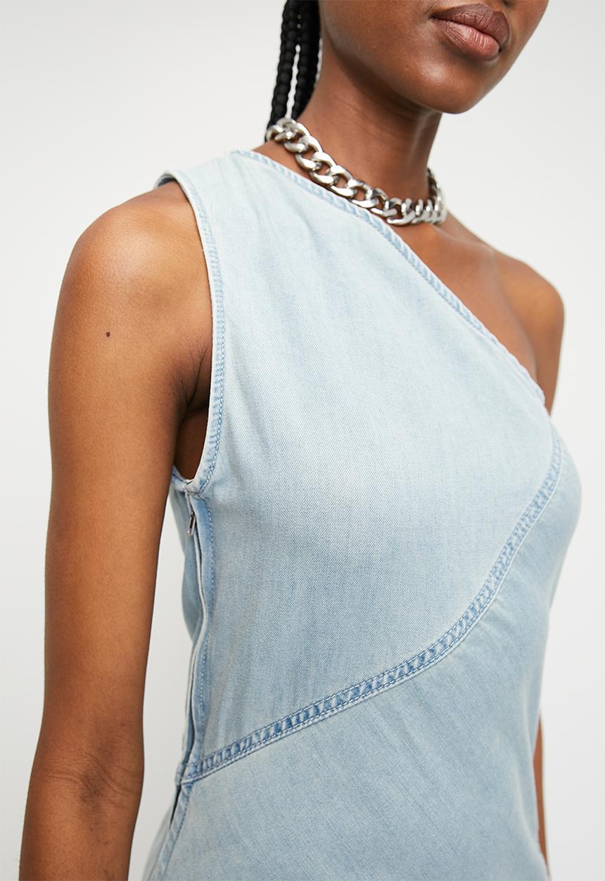 Superbalist - Denim asym midi dress - light blue