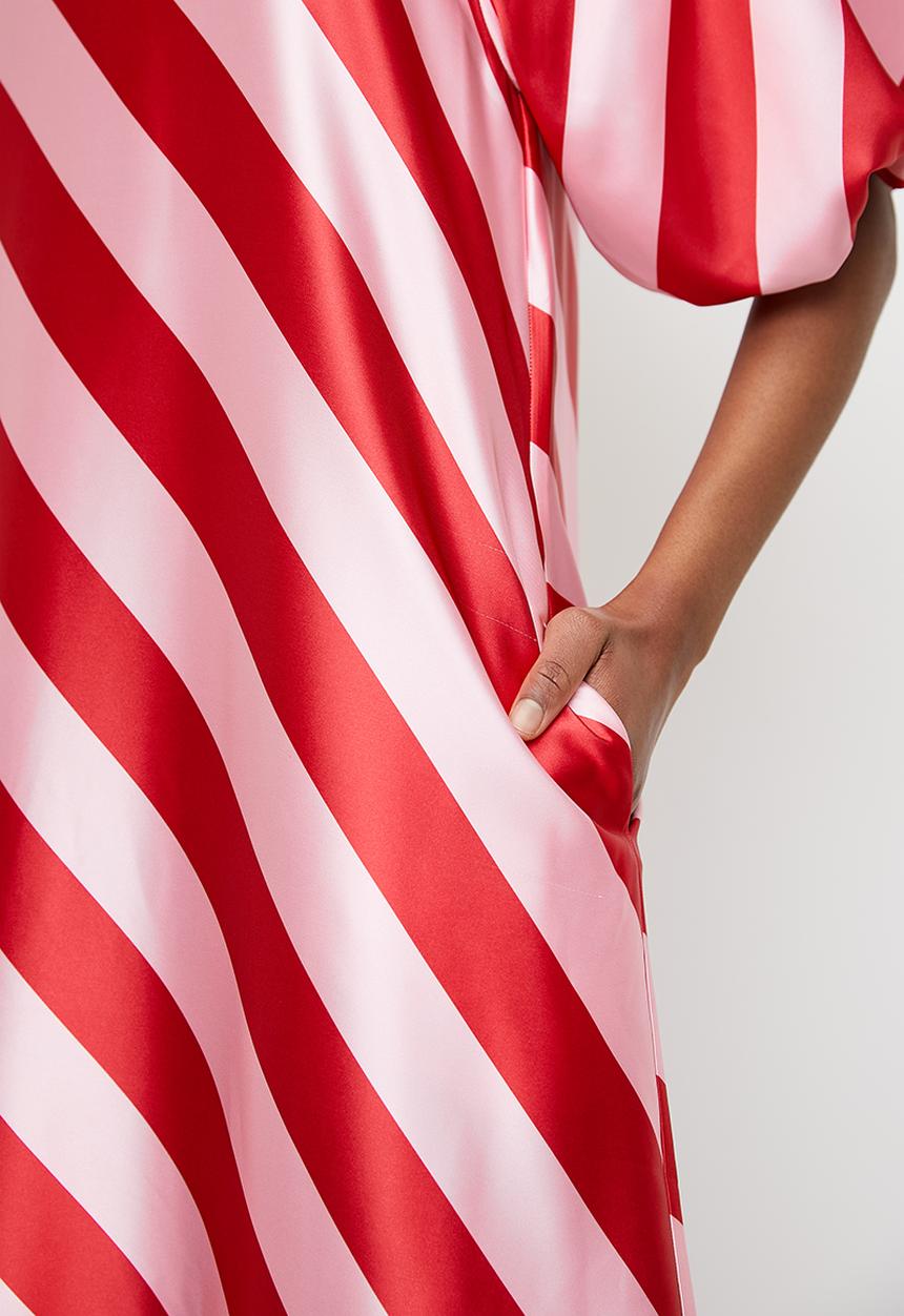 Me&B - Bernadette Stripe Dress - Redpink