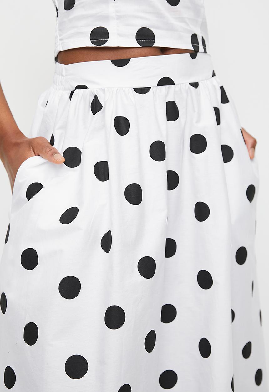Me&B - Dirdle Skirt With Ric Rac In Spot - Blackspot