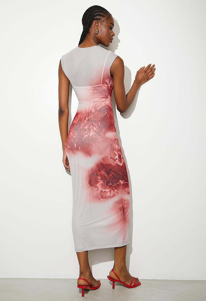 VELVET - Column mesh dress - large scale floral