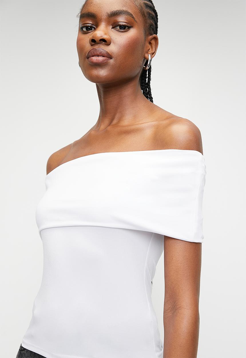 Superbalist - Roll over bardot top - white