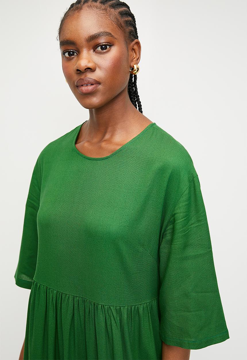 Superbalist - Linen Blend Babydoll Midi Dress - Green