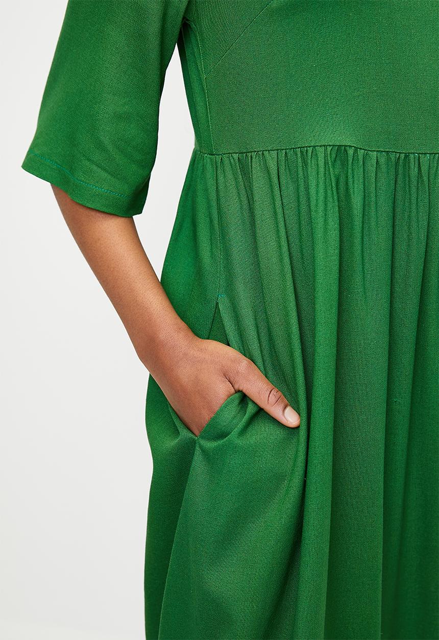 Superbalist - Linen Blend Babydoll Midi Dress - Green