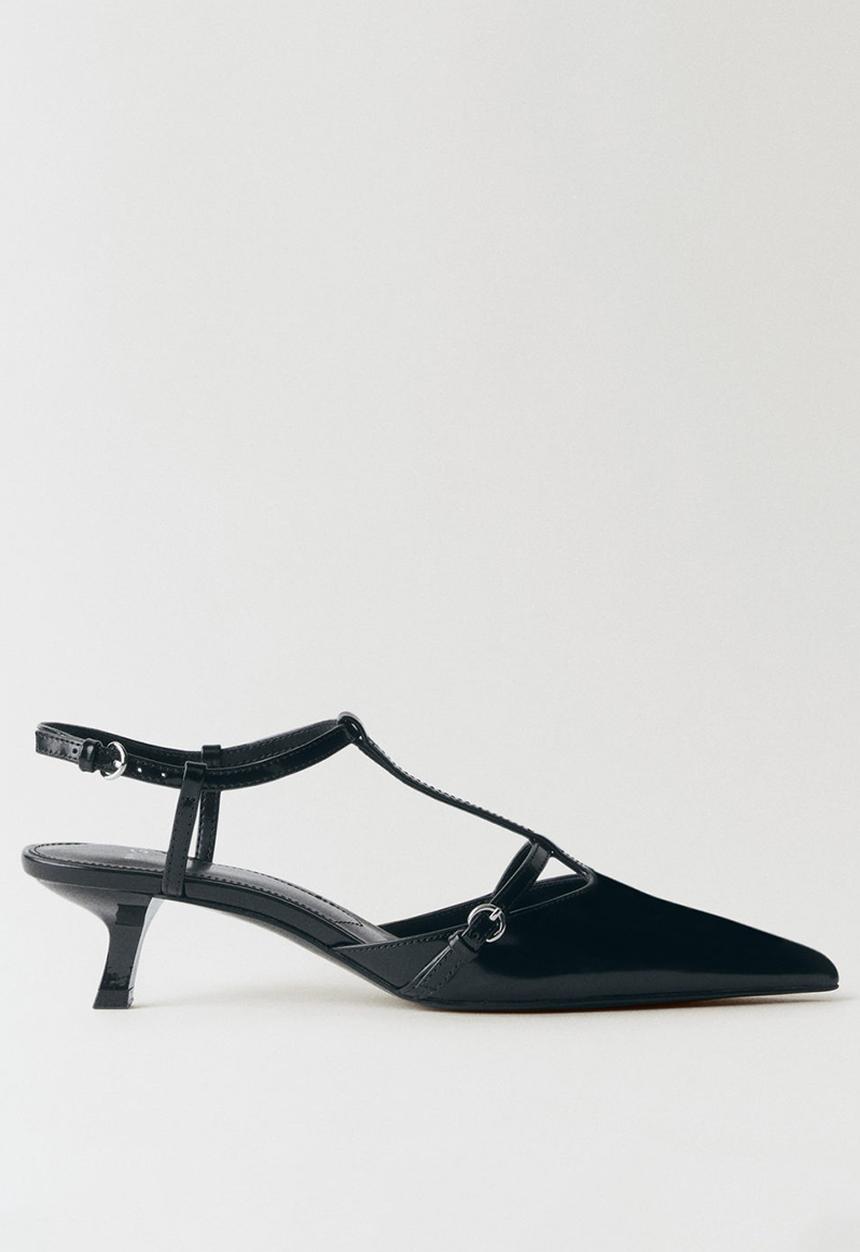 MANGO - Bebi leather heel - black