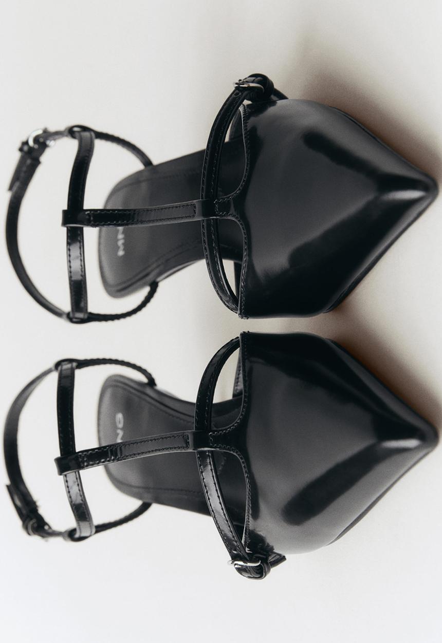 MANGO - Bebi leather heel - black
