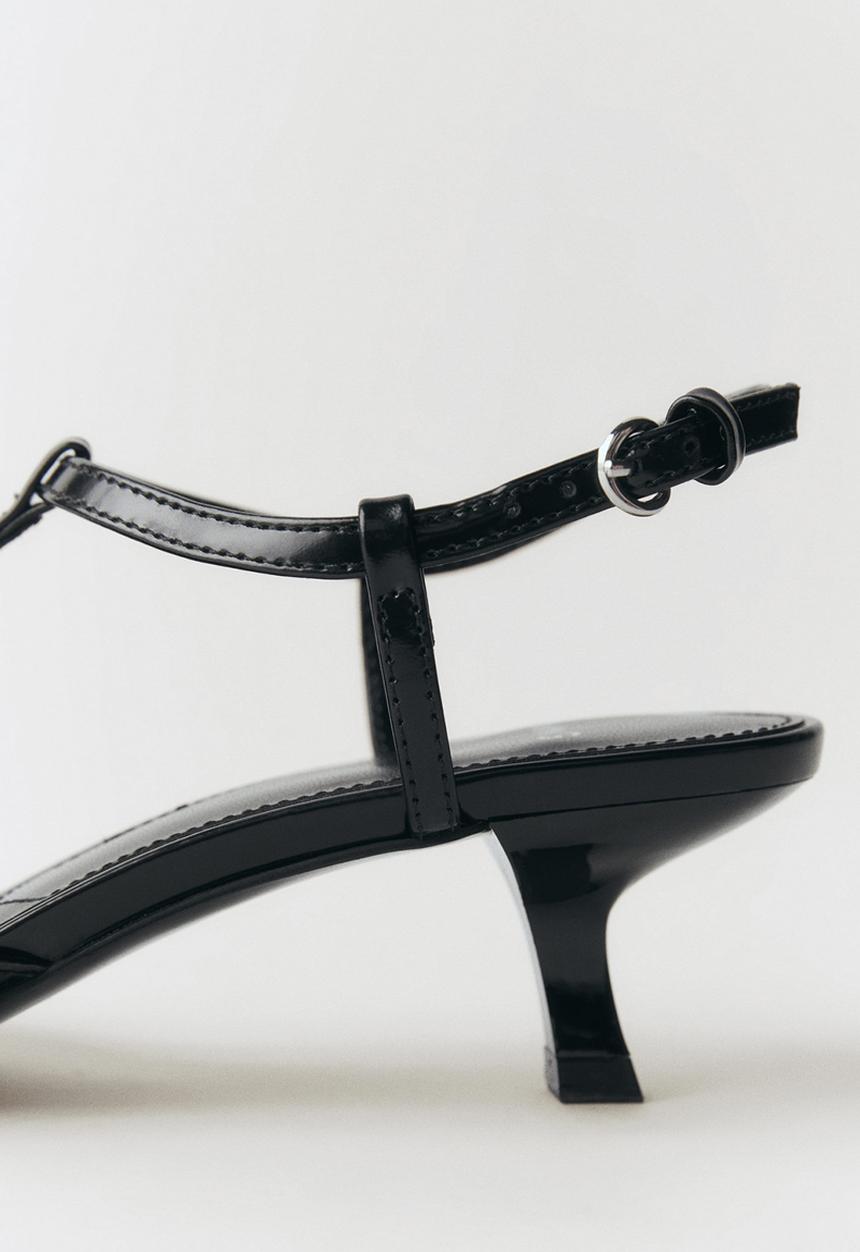 MANGO - Bebi leather heel - black