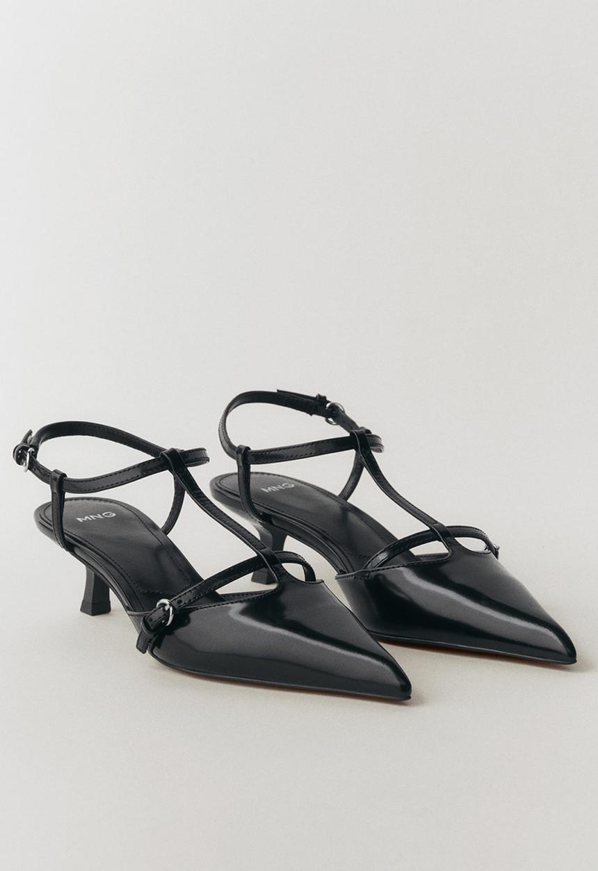 MANGO - Bebi leather heel - black