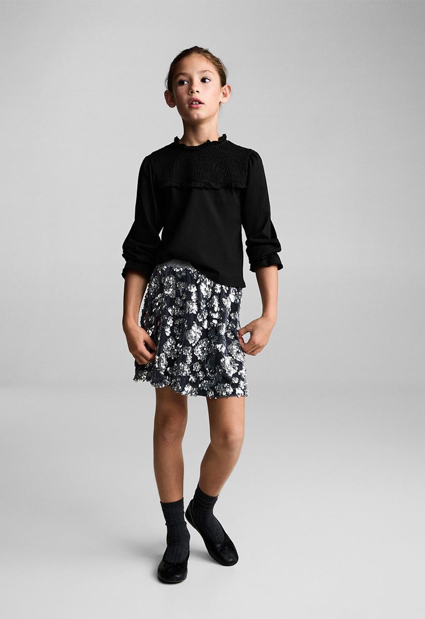 MANGO - T-shirt mixi - black