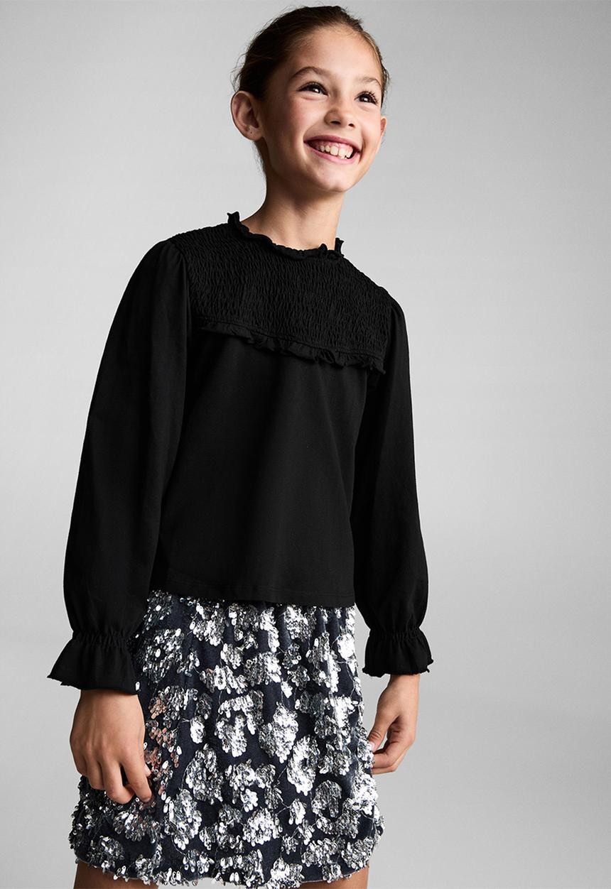 MANGO - T-shirt mixi - black