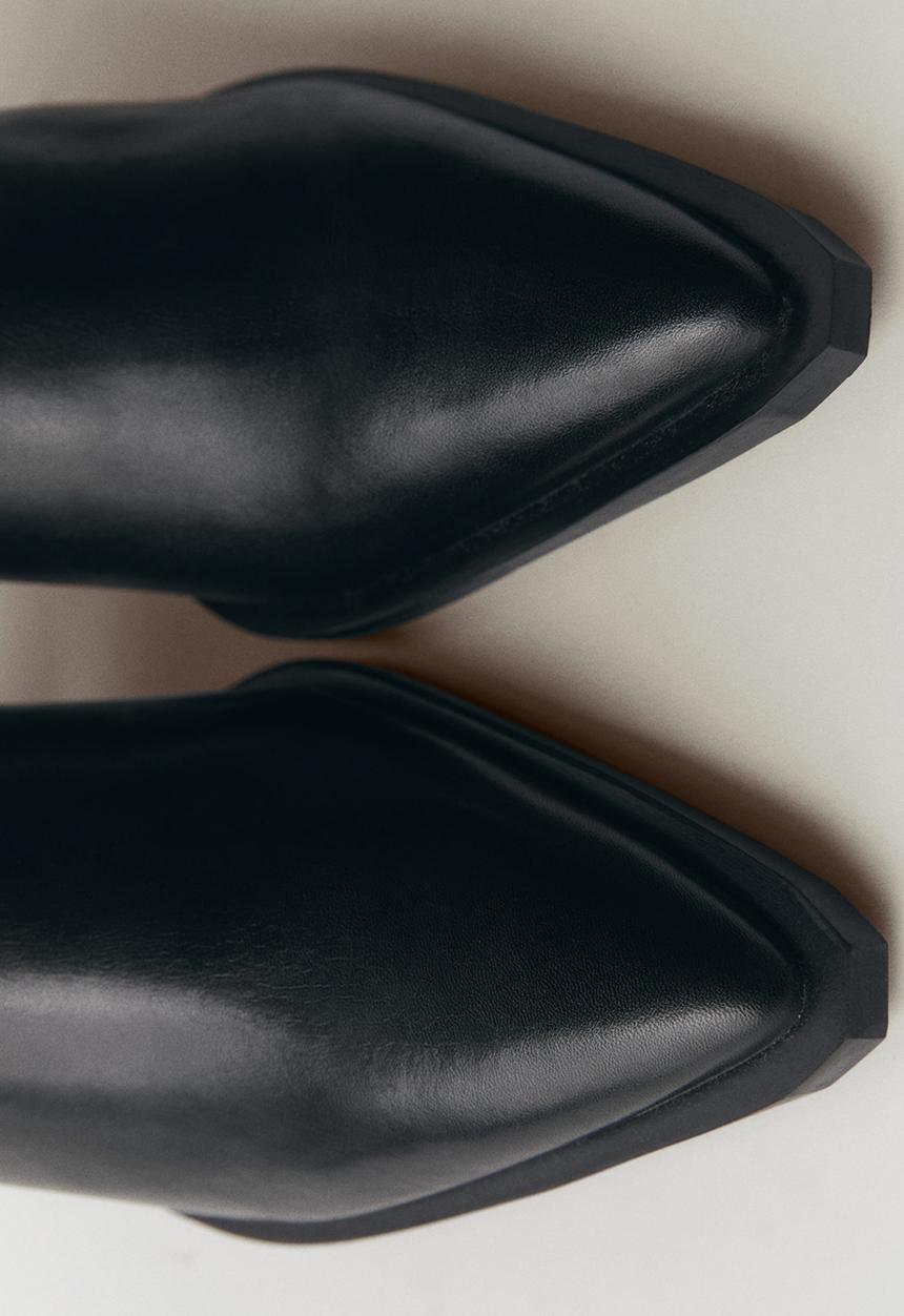 MANGO - Tex leather boot - black
