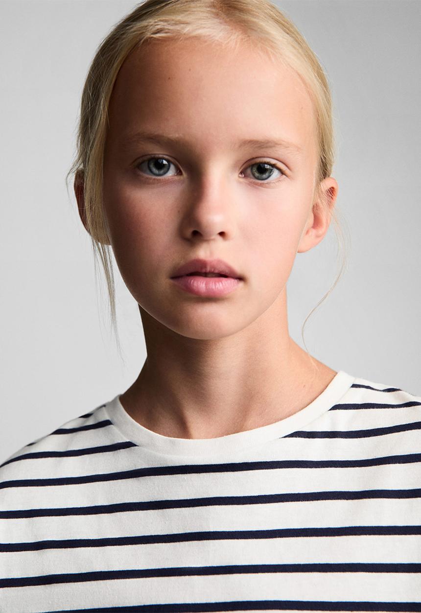 MANGO - T-shirt stripes - navy