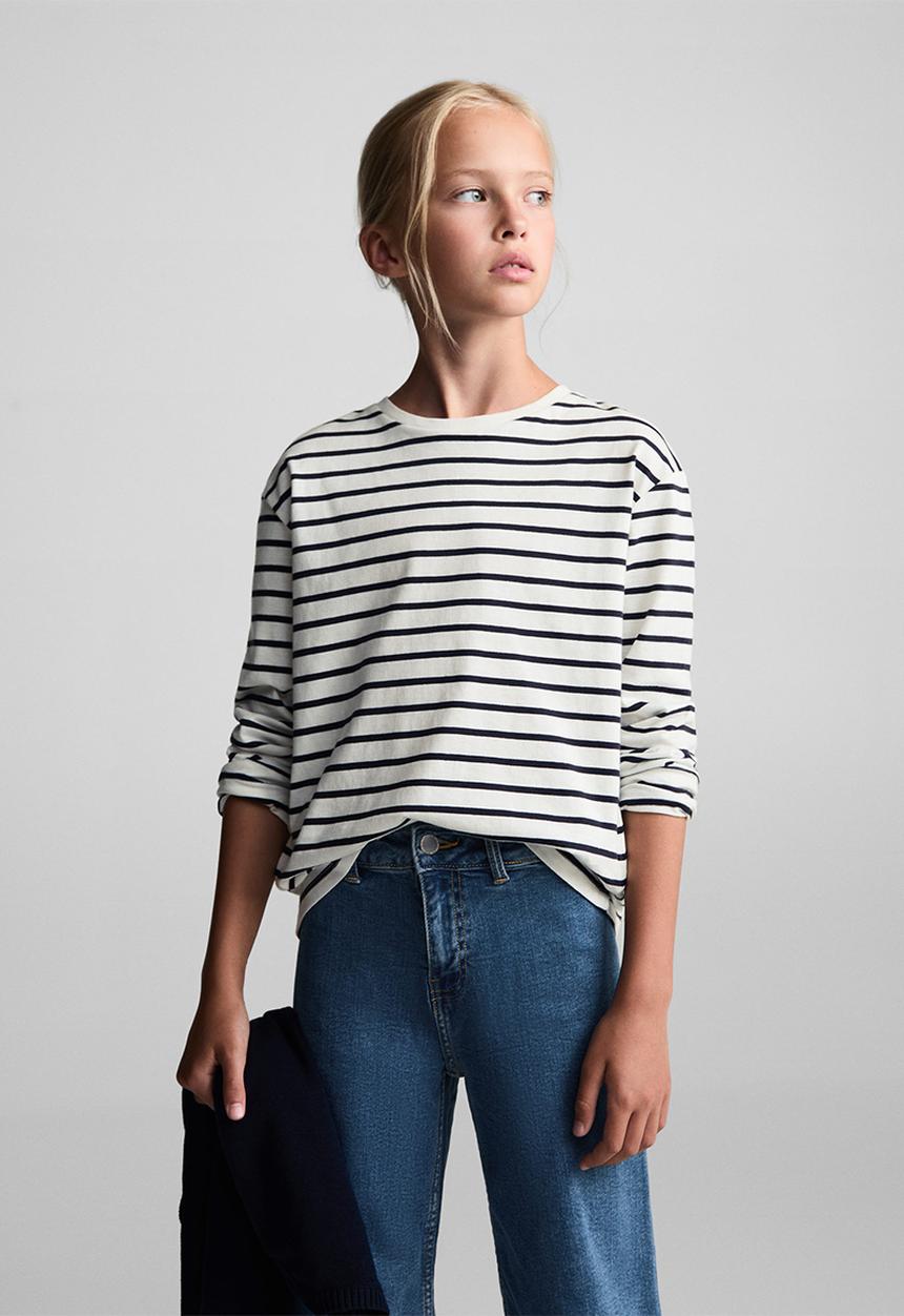 MANGO - T-shirt stripes - navy