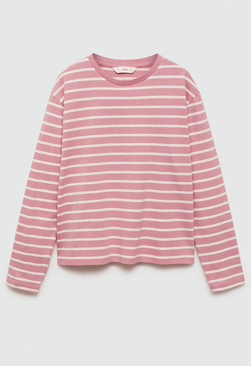 MANGO - T-shirt stripes - pink