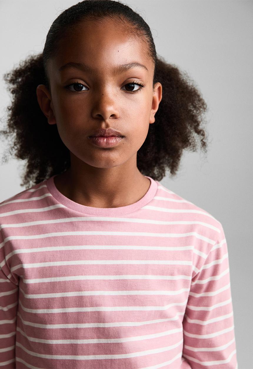 MANGO - T-shirt stripes - pink