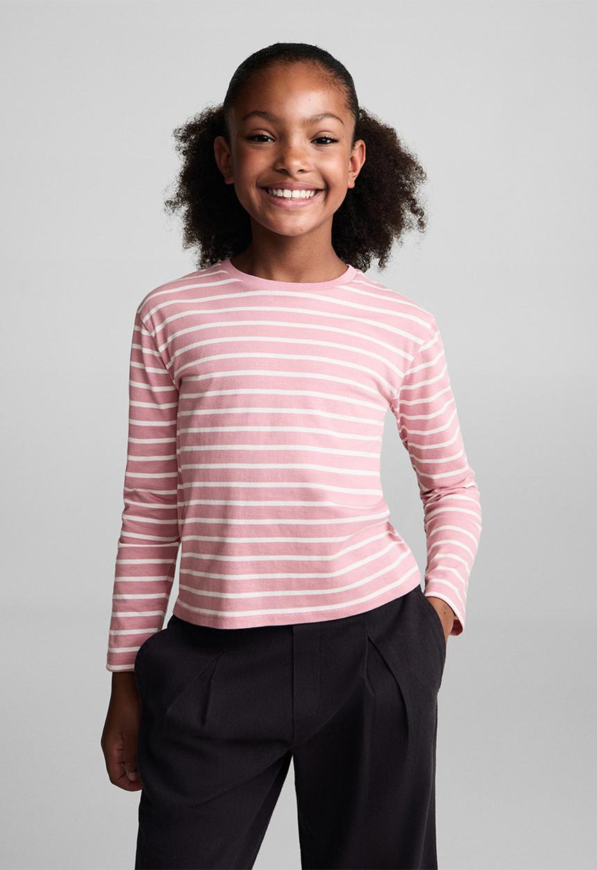 MANGO - T-shirt stripes - pink