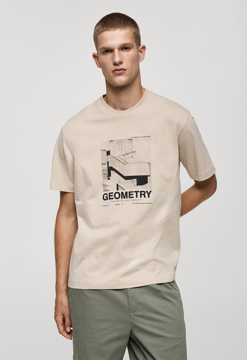 MANGO - T-shirt brutart - light beige
