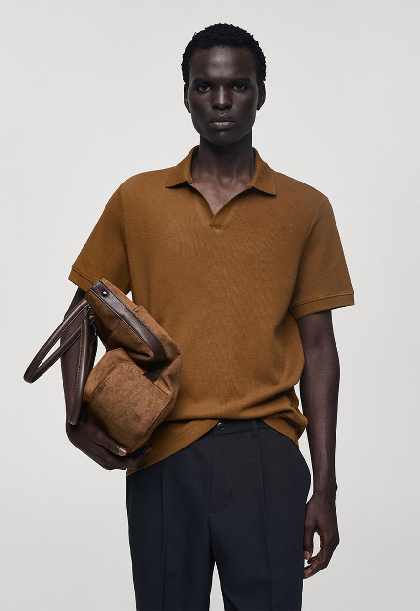 MANGO - POLO SHIRT CANU - Medium Brown