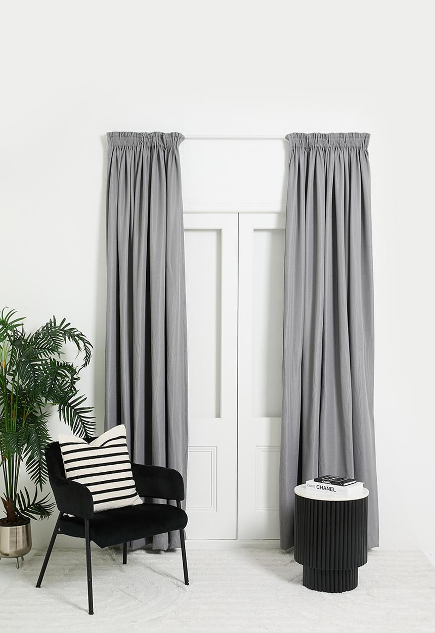 Sixth Floor - Herringbone Taped Curtain Lined - Grey