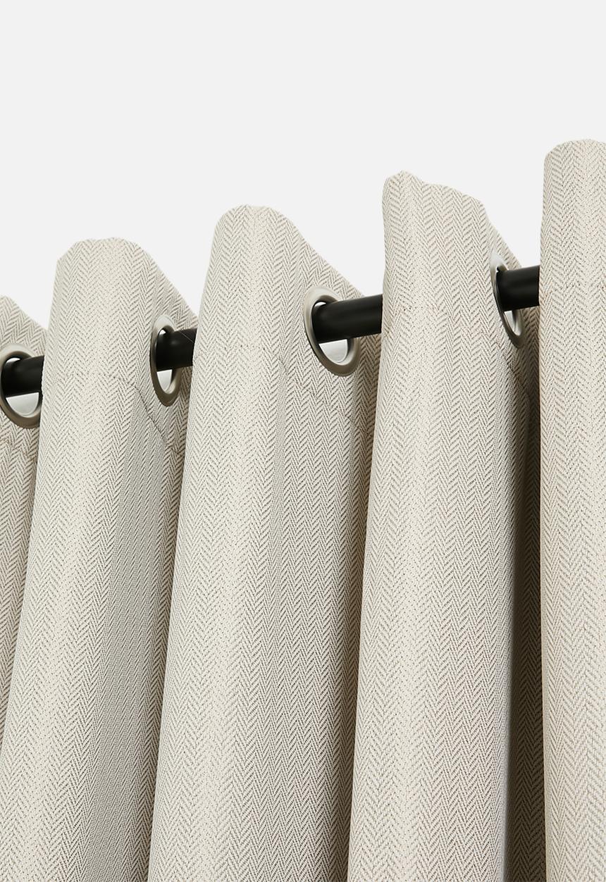 Sixth Floor - Herringbone Eyelet Curtain Lined - Stone
