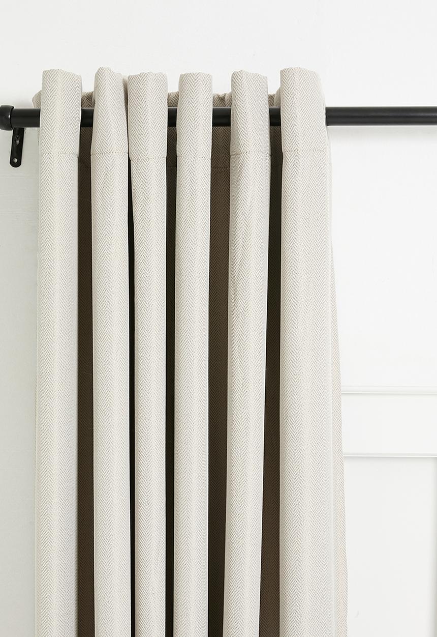 Sixth Floor - Herringbone Eyelet Curtain Lined - Stone