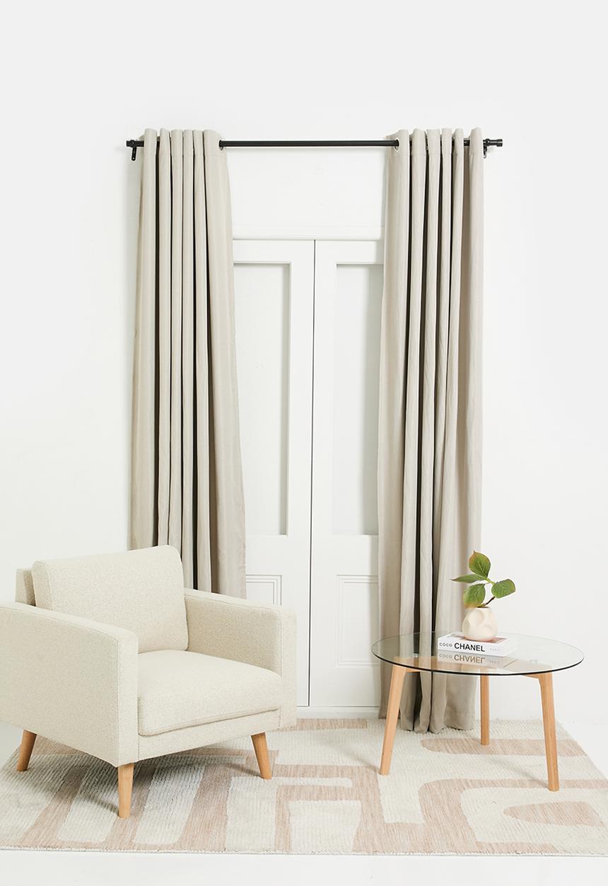 Sixth Floor - Herringbone Eyelet Curtain Lined - Stone