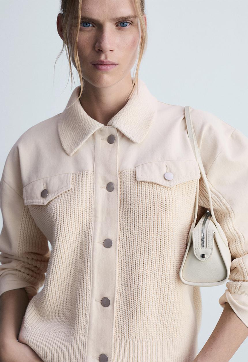 MANGO - Jacket Country -  Light Beige