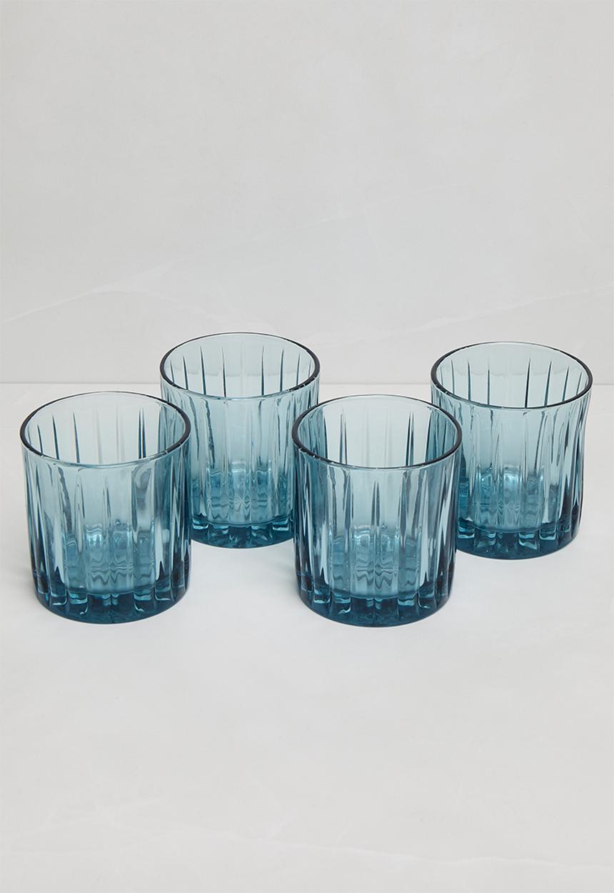 Jenna Clifford - Hand pressed glass set of 4 - blue