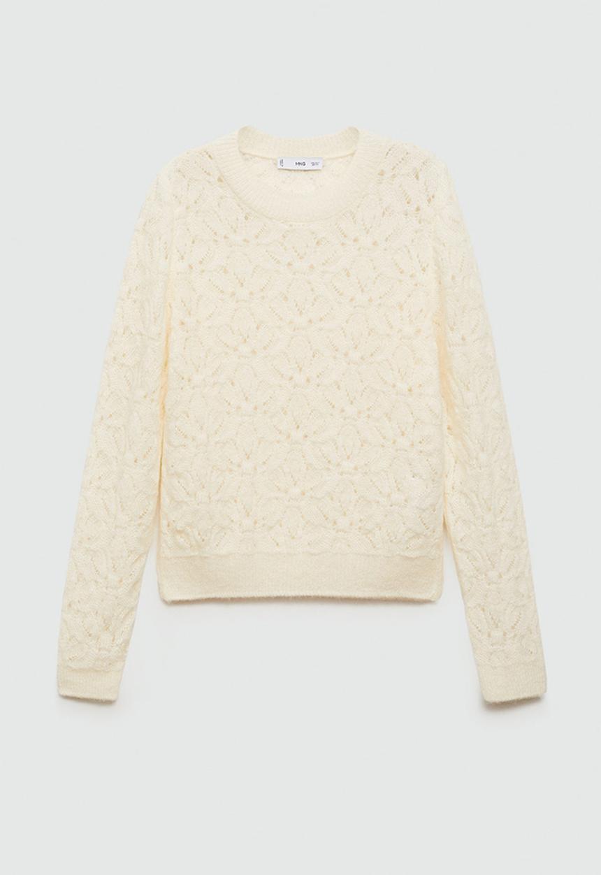 MANGO - Sweater Florcita -  Light Beige