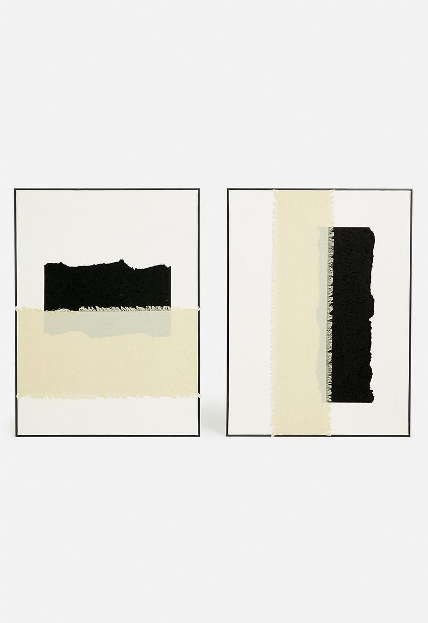 Sixth Floor - Khari Framed Wall Art Set - Black & Natural