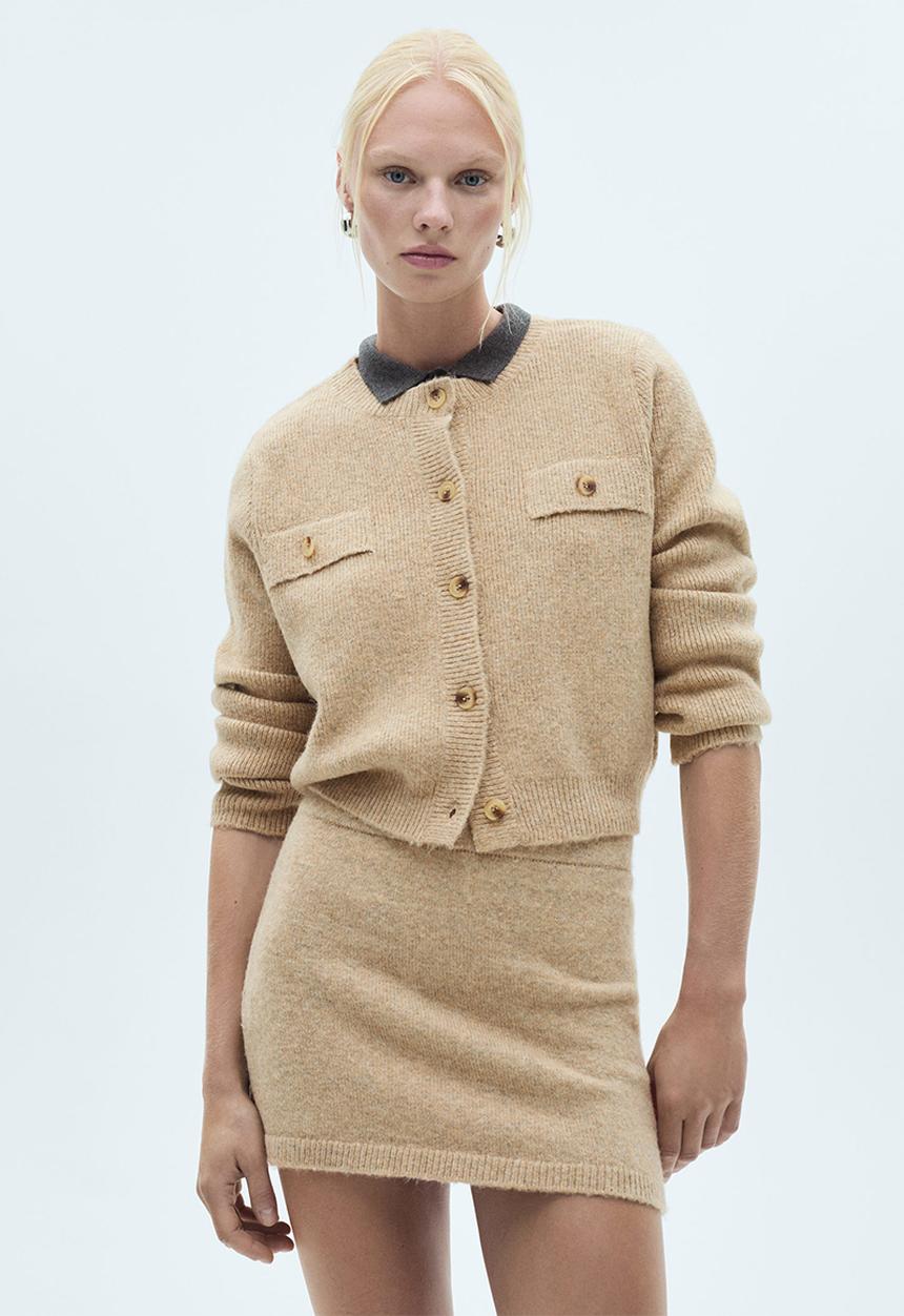 MANGO - Cardigan stella - medium brown