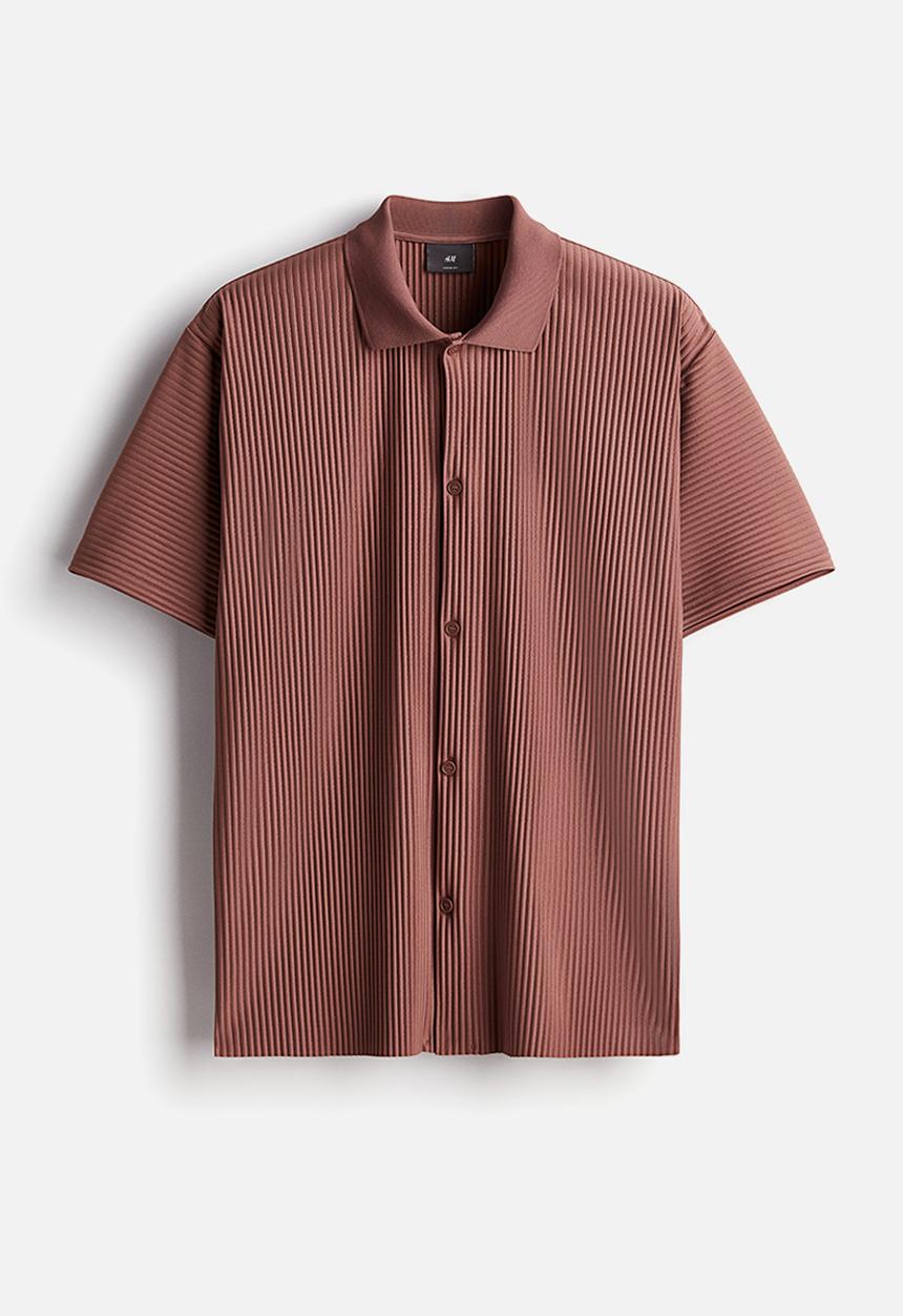 H&M - Loose fit pleated shirt - brick red 
