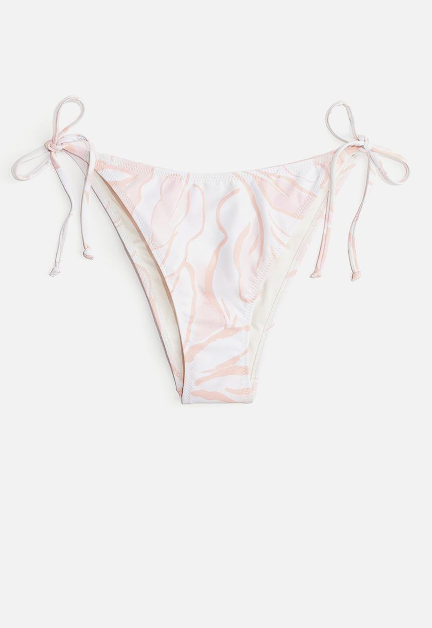 H&M - Tie tanga bikini bottoms - apricot & white patterned