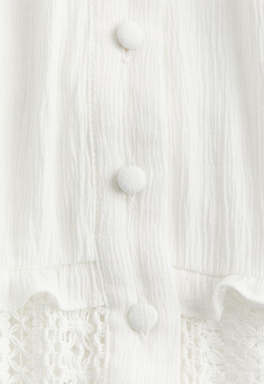 H&M - Lace-inset crêpe maxi dress - cream 