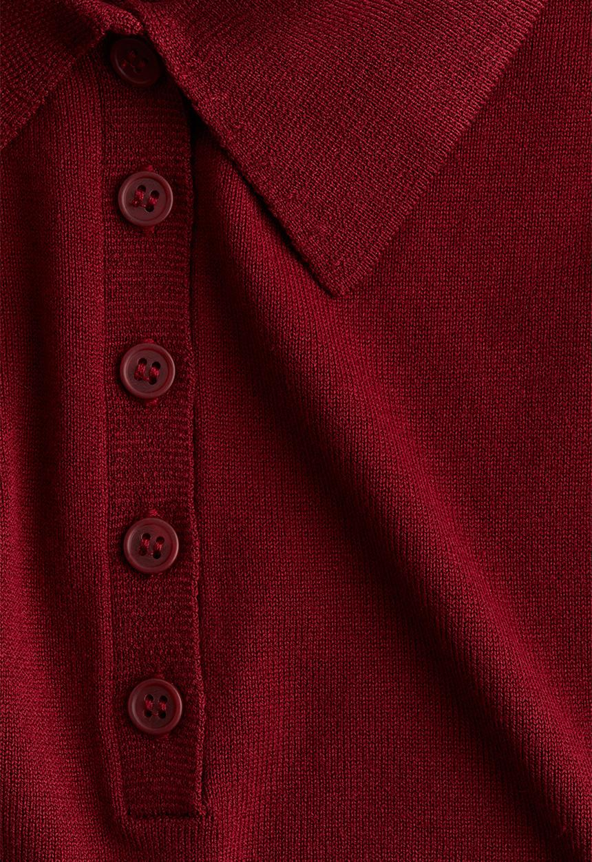 H&M - Fine-knit polo shirt - red