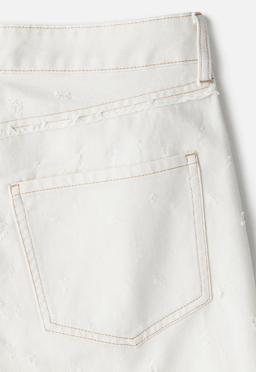 H&M - Frayed-edge twill trousers - cream