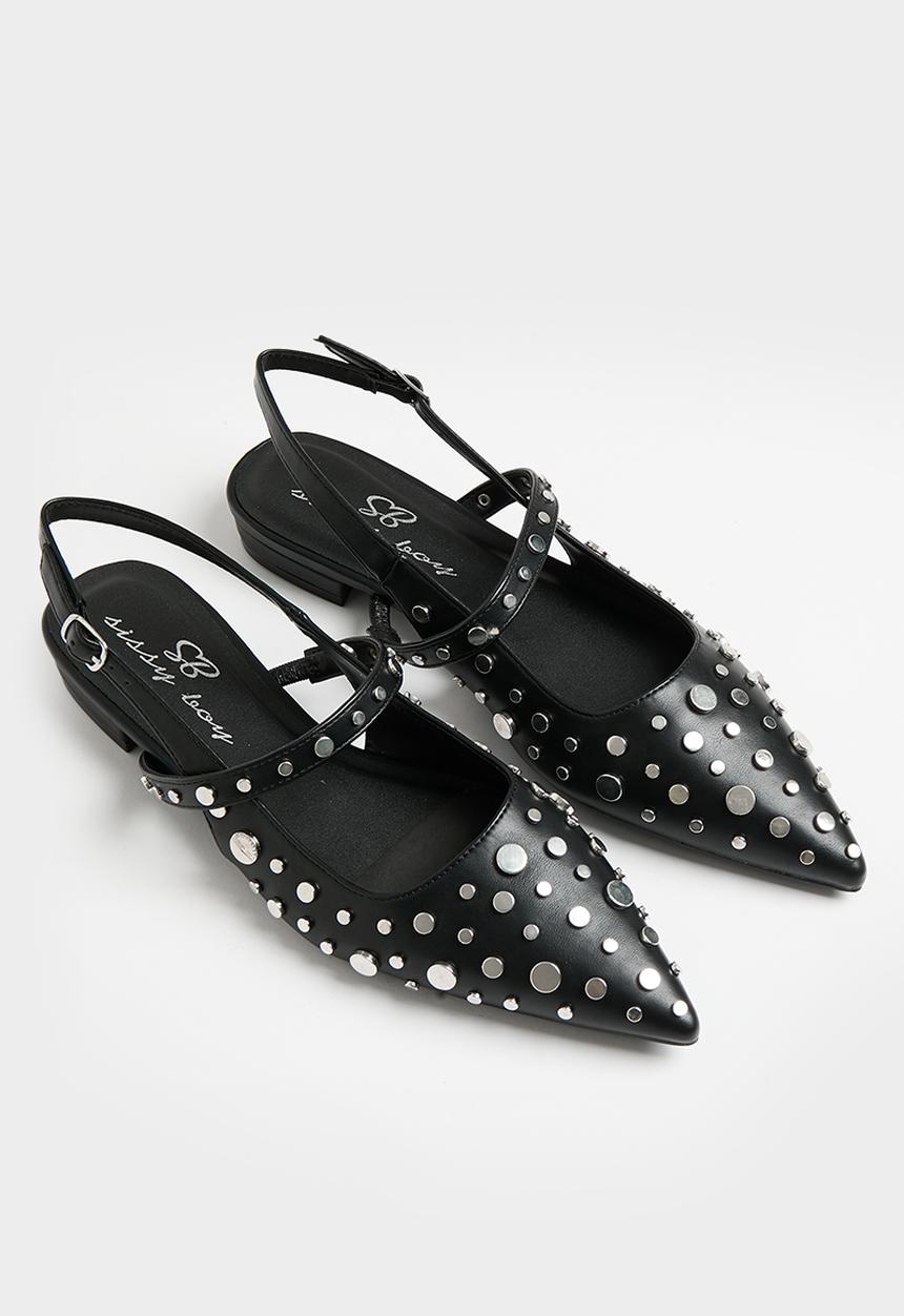 SISSY BOY - Stud slingback flat - Black