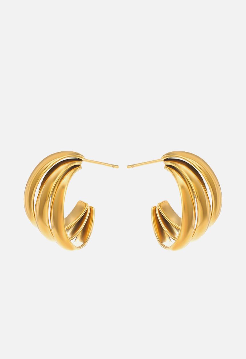 Zoe on Trend - Triple twisted hoop earring - gold