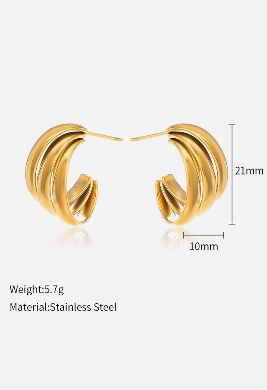 Zoe on Trend - Triple twisted hoop earring - gold
