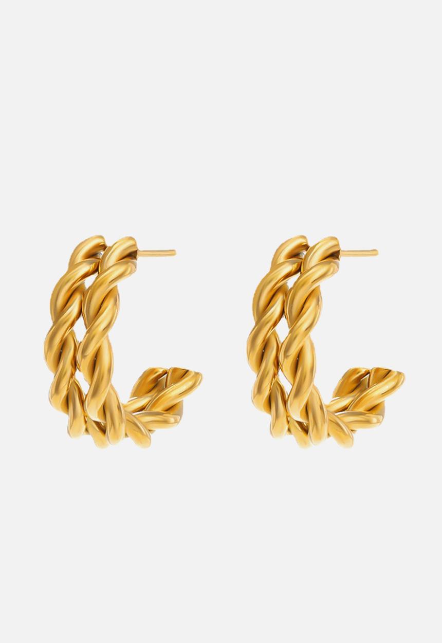 Zoe on Trend - Twisted rope hoop earring - gold
