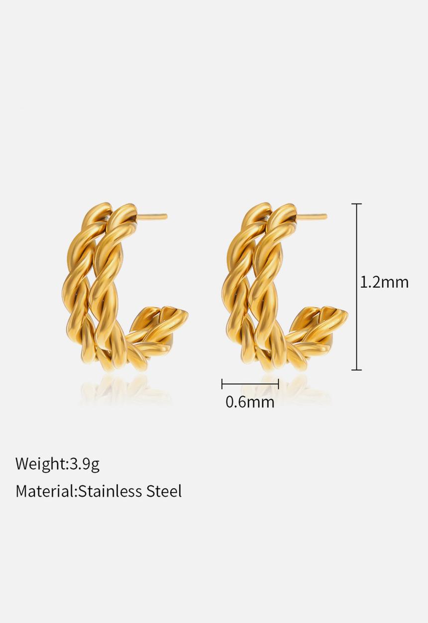 Zoe on Trend - Twisted rope hoop earring - gold