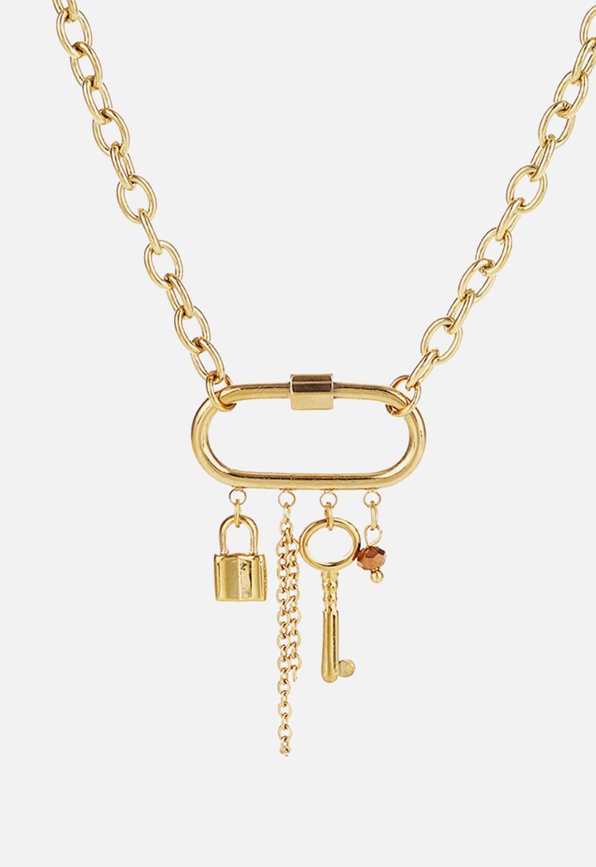 Zoe on Trend - Designer carabiner necklace - gold