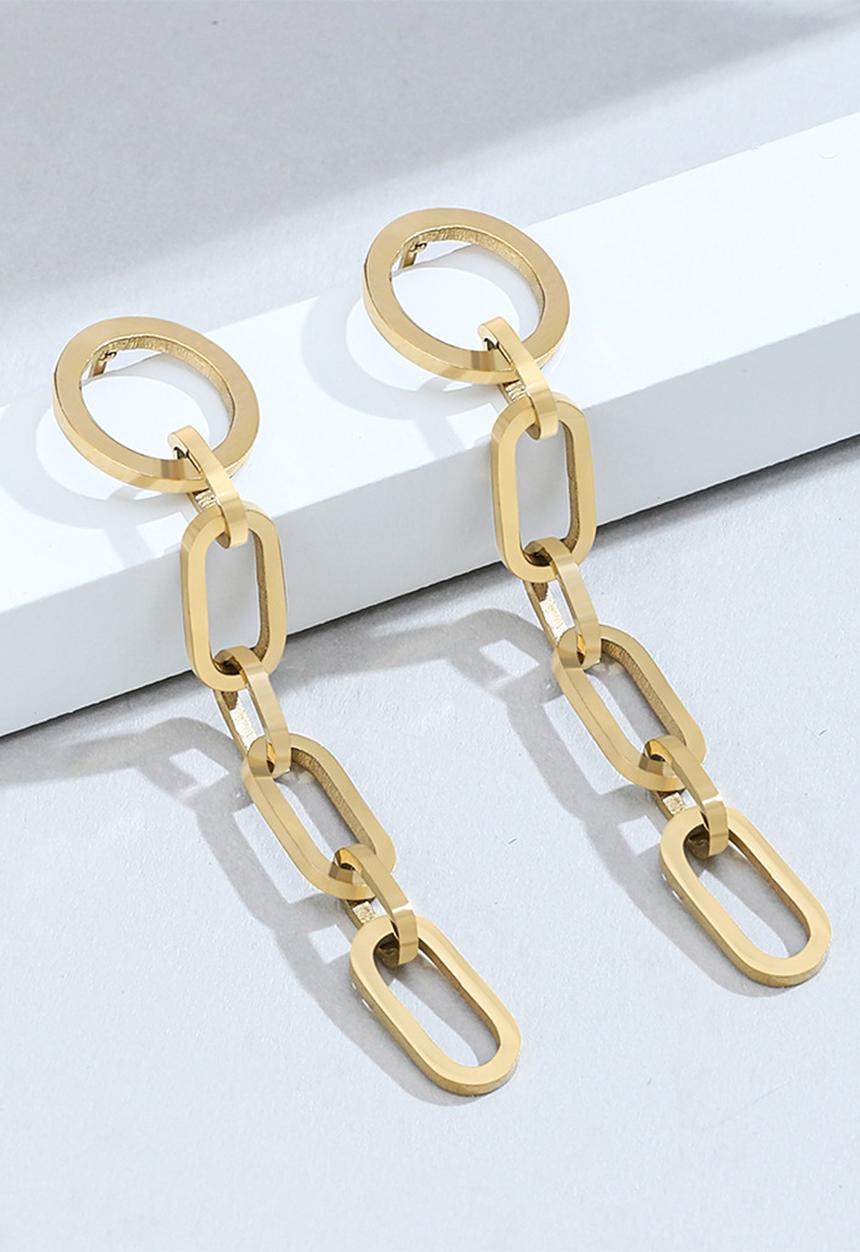Zoe on Trend - Modern drop-link earring - gold