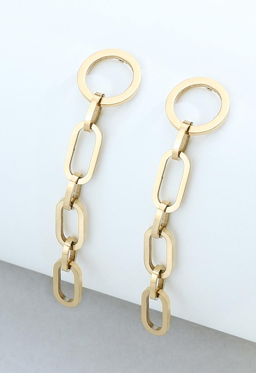 Zoe on Trend - Modern drop-link earring - gold