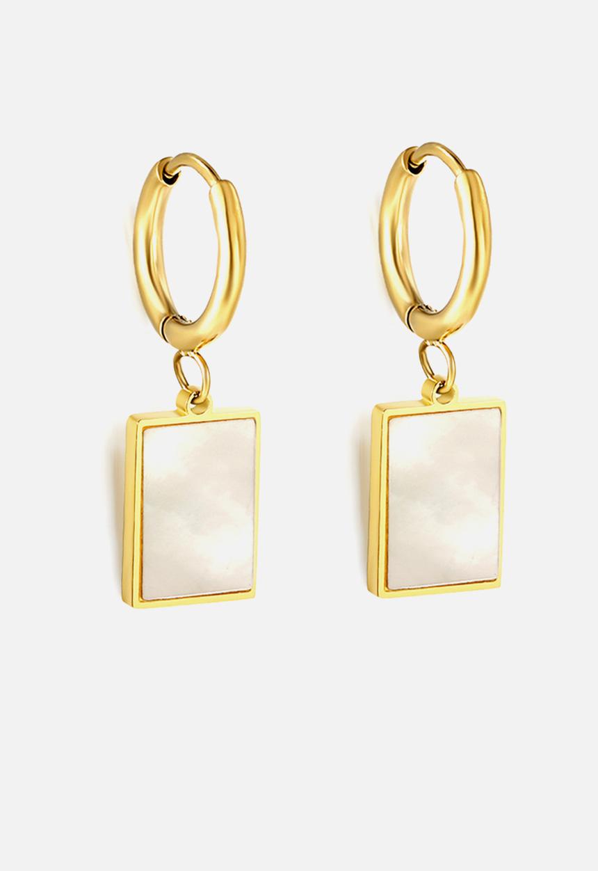 Zoe on Trend - Style drop and hoop earring - gold & white